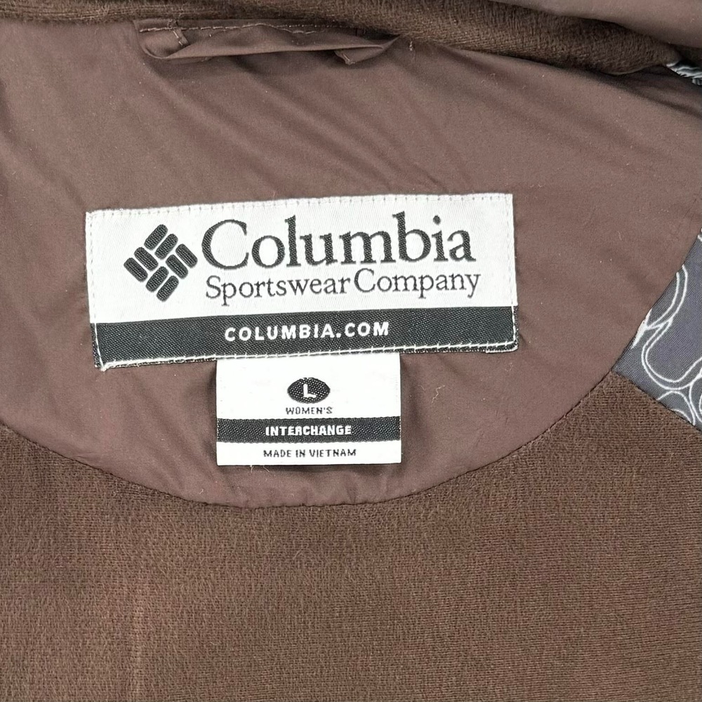 Columbia Interchange Ski Jacket WOMENS Brown Pink Full Zip Hooded Snow Winter L - Picture 12 of 15